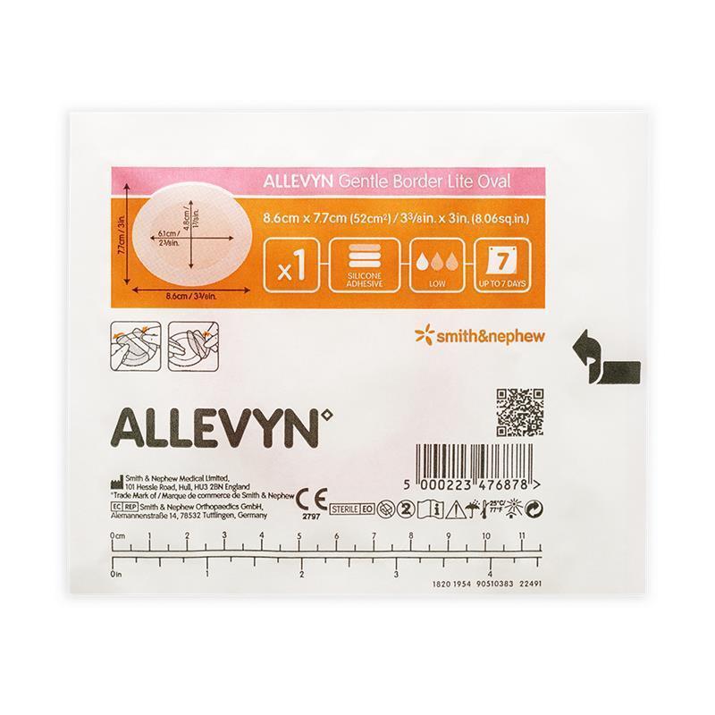 Allevyn Gentle Border Lite Oval 8.6cm x 7.7cm - Ideal for Sensitive Skin