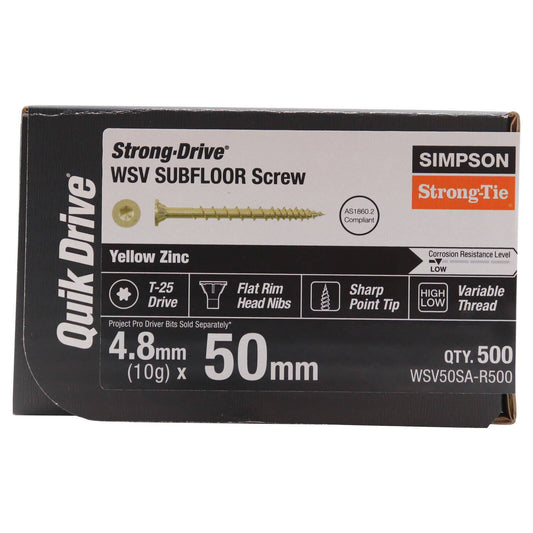 Simpson Strong-Tie Zinc Yellow Subflooring Collated Quik Drive Screw 10 x 50mm 500 Pack