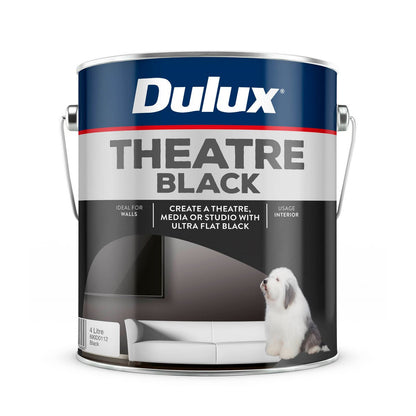 Dulux Black Design Theatre Paint 4L Water Based Flat Finish