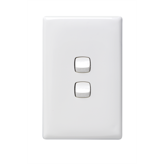 HPM Wall Switch - 2 Gang - 4mm - Gloss White