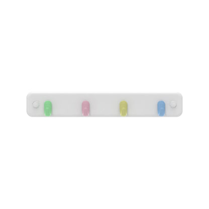 Mode Key Rack - 4 Pastel Hooks - White Board - Durable - Easy Install