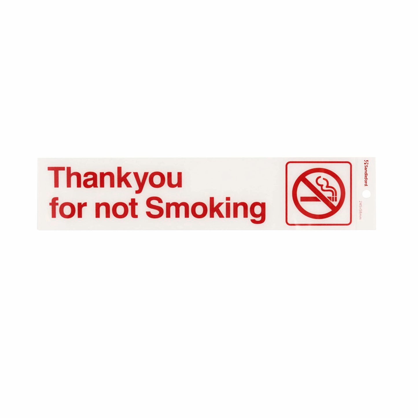 Sandleford Thankyou for Not Smoking Self Adhesive Sign - 245 x 58mm