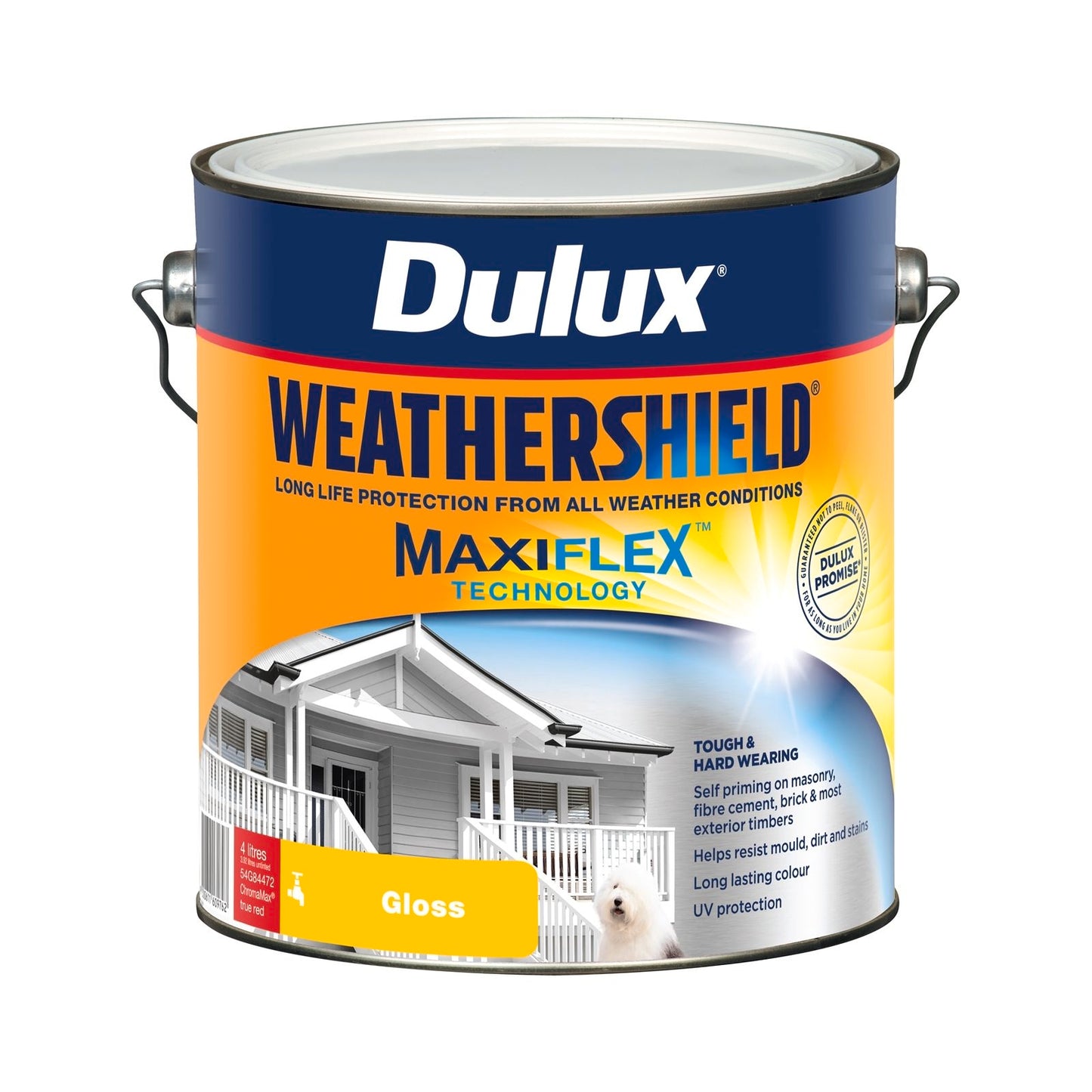 Dulux Weathershield Exterior Paint - 4L - True Red Gloss