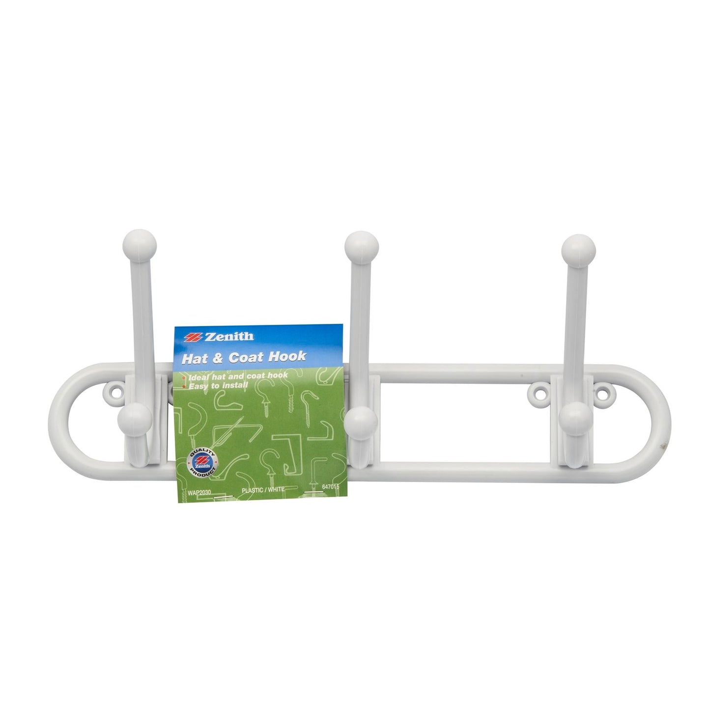Zenith Hat and Coat Hook - 110 x 280mm - 3 Pack