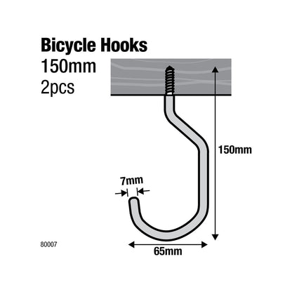 Everhang Bicycle Storage Hooks - 152mm x 65mm - Steel - PVC Coated - 2 Pack