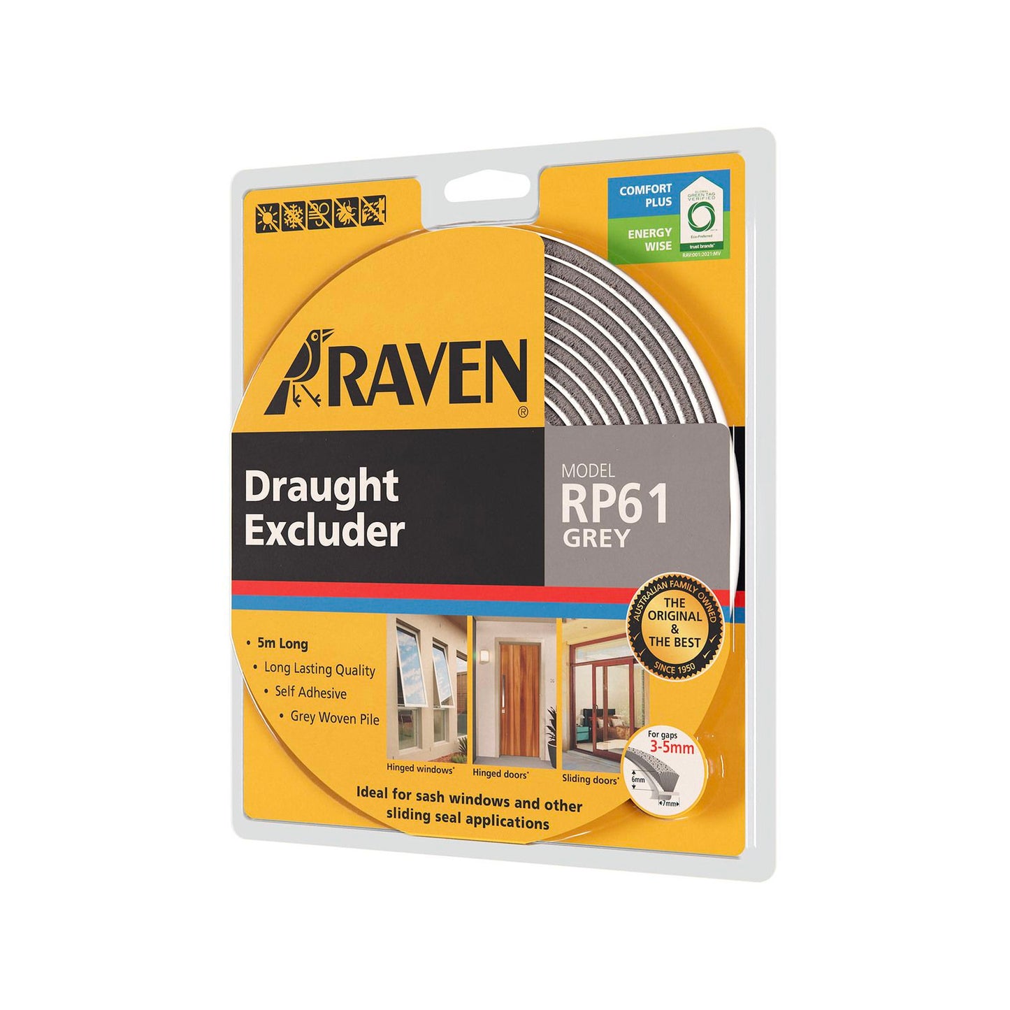 Raven Weather Strip - 5000mm - Grey