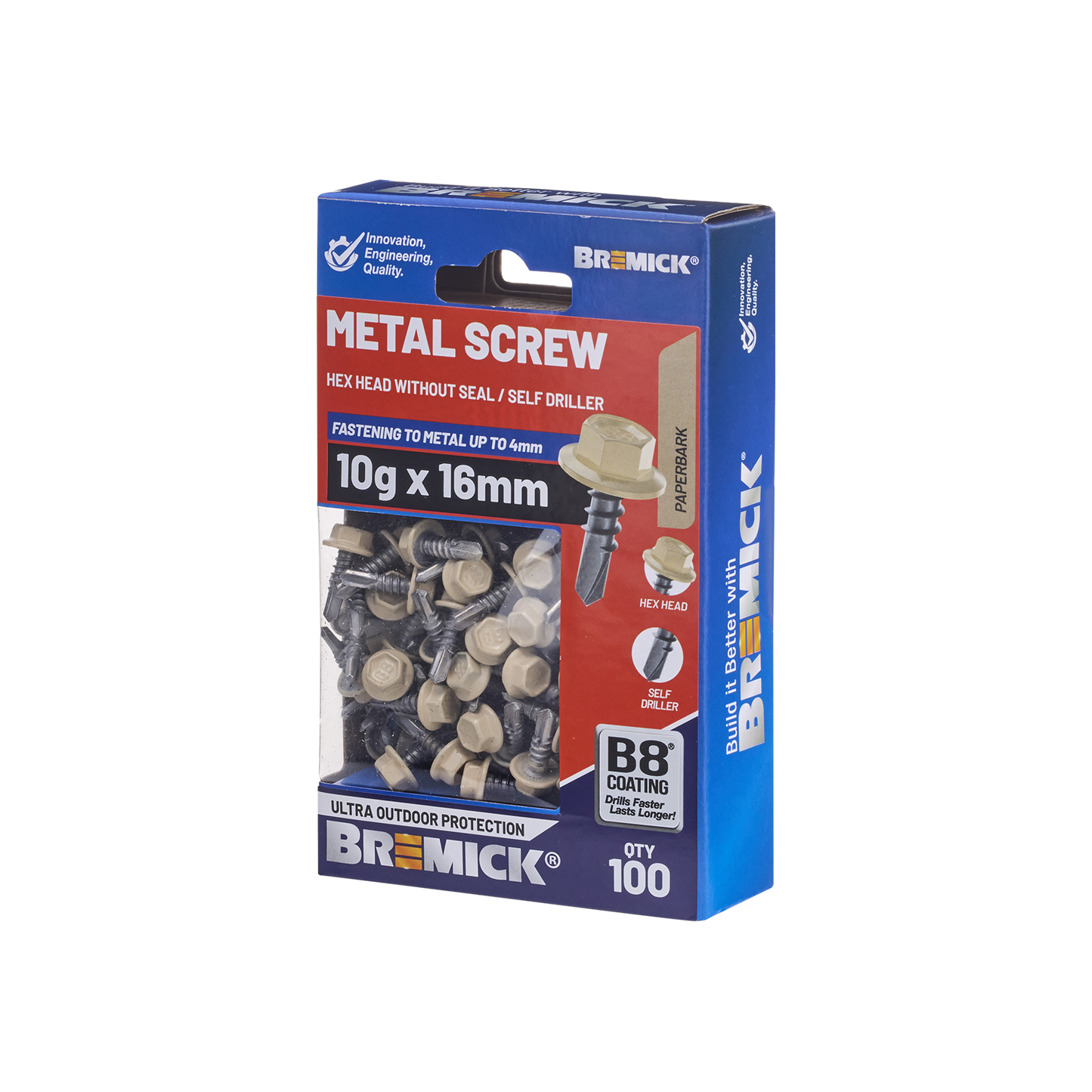 Bremick PA Metal Hex Screw - 10g x 16mm - 100 Pack