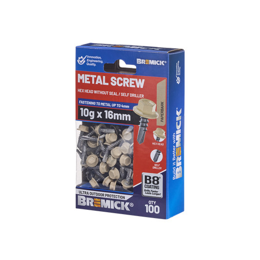 Bremick PA Metal Hex Screw - 10g x 16mm - 100 Pack