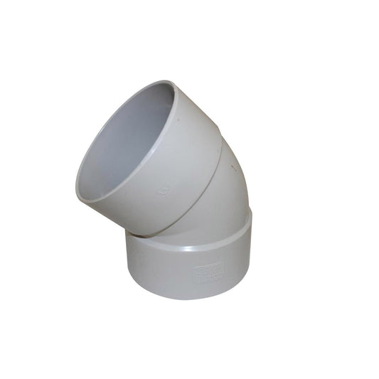 Holman 100mm PVC DWV Plain Bend - Female & Female - 45 Degree - Grey
