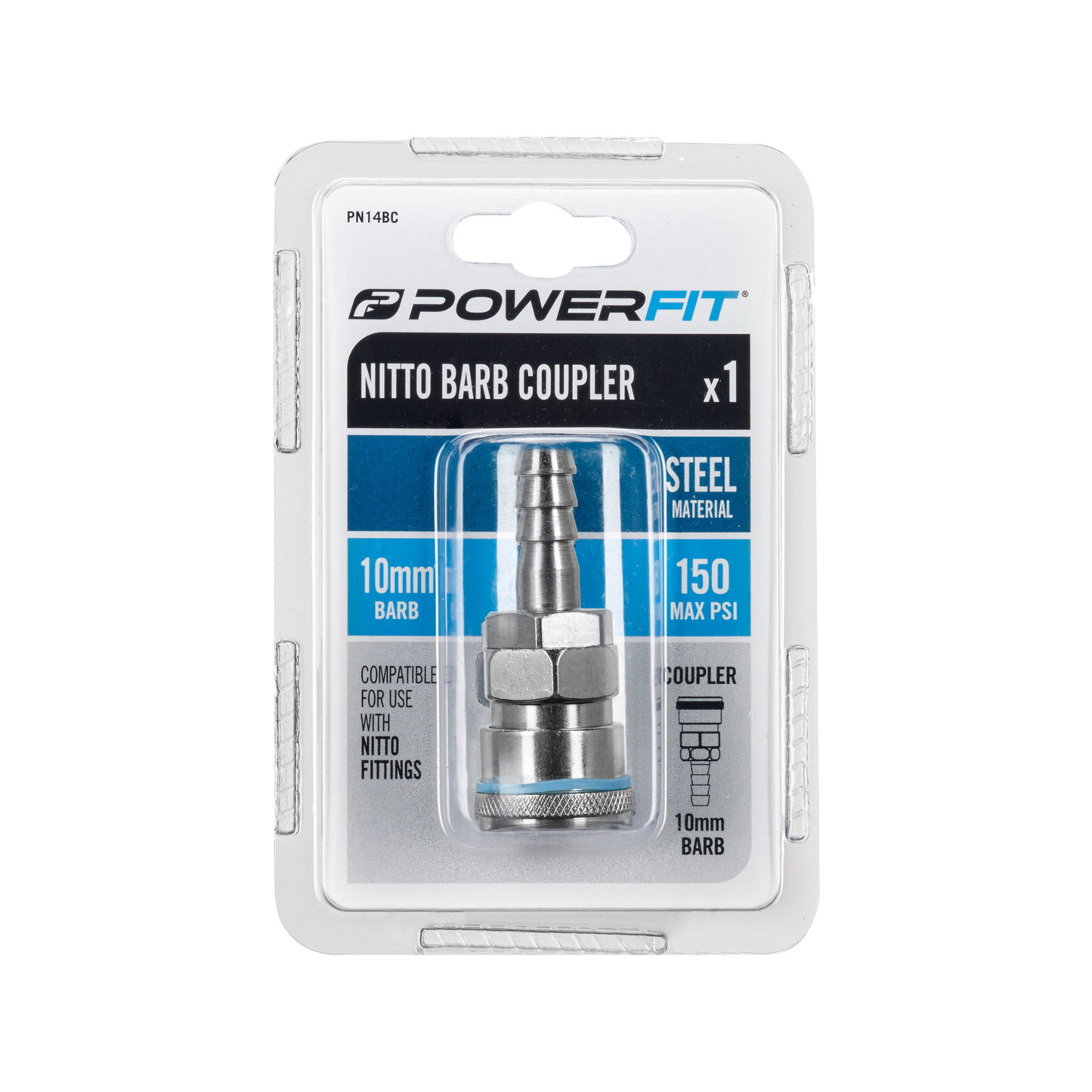 Powerfit Nitto Barb Coupler - 10mm - 150PSI