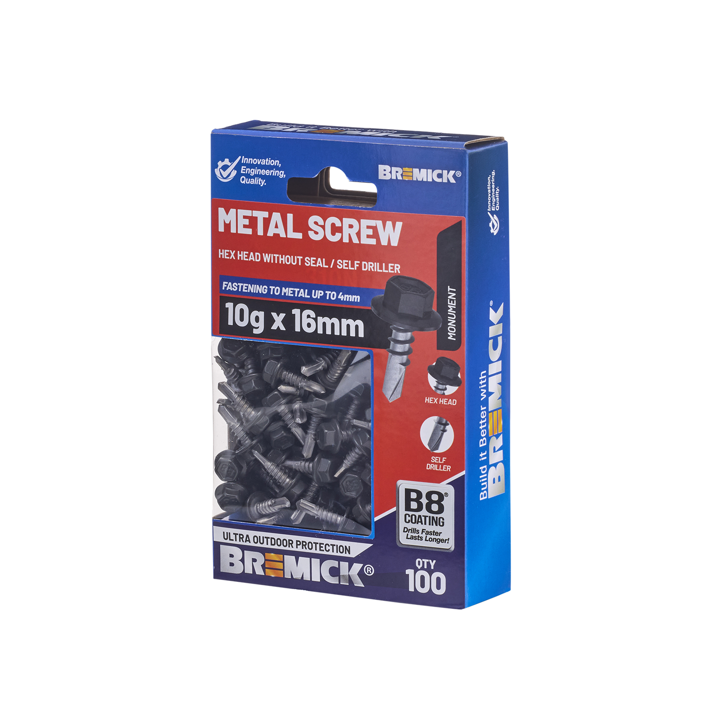 Bremick MO Metal Hex Screw - 10g x 16mm - 100 Pack