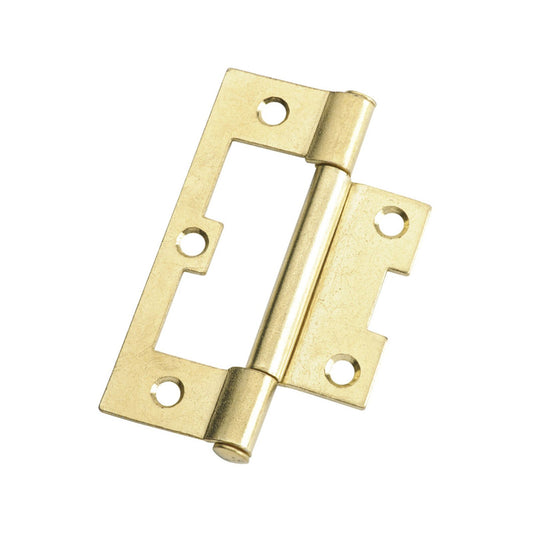 Lane 75mm Brass Plated Fixed Pin Easy Fit Hinge - 2 Pack