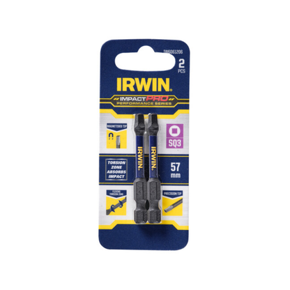 Irwin Impact Pro Performance Bits - 57mm SQ3 - 2 Pack
