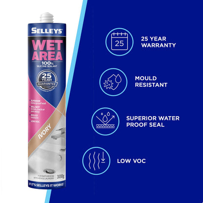 Selleys Ivory Waterproof Silicone Sealant - 300g