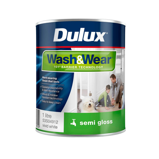 Dulux Interior Paint Wash Wear Low Sheen - 1L - Vivid White