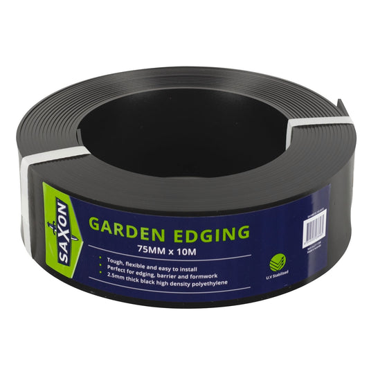 Saxon Garden Edging - 75mm x 10m - Black