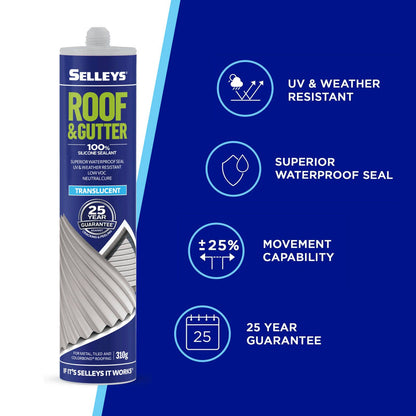 Selleys Roof and Gutter Silicone Sealant - 310g - Translucent