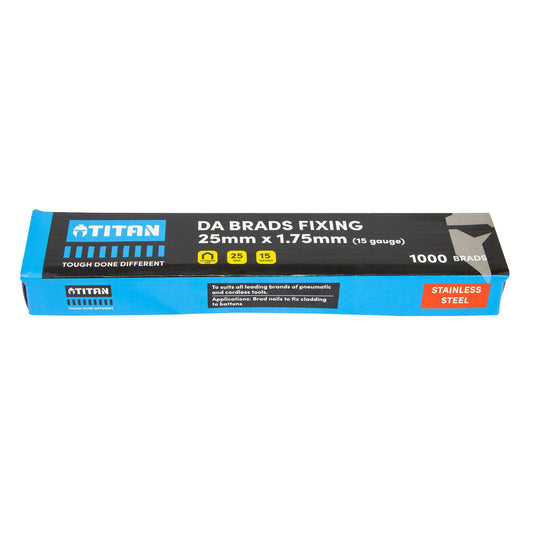 Titan Collated Nail Brads - 25 x 1.75mm - Stainless Steel - 1000 Pack