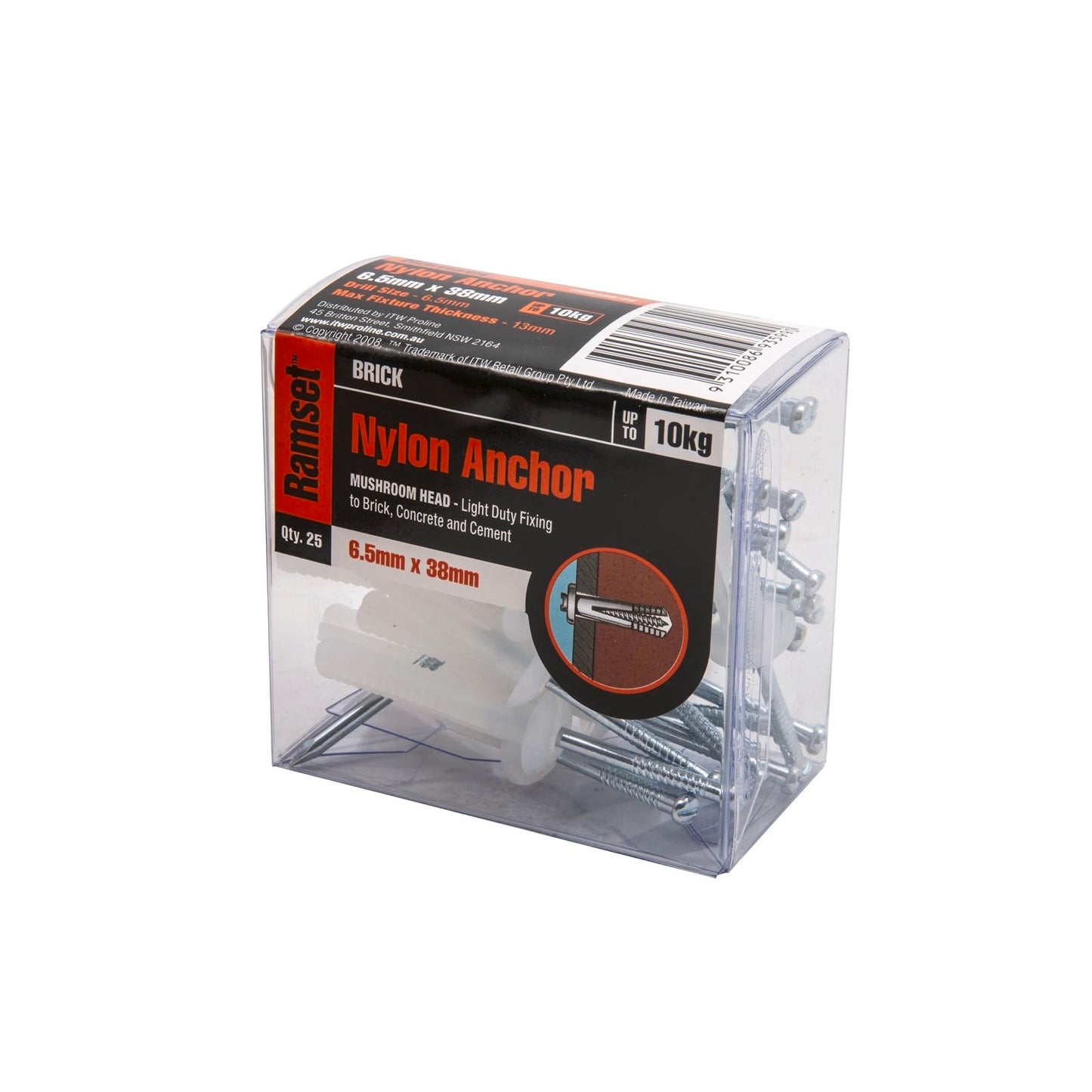 Ramset Nylon Anchor - 6.5 x 38mm - 25 Pack