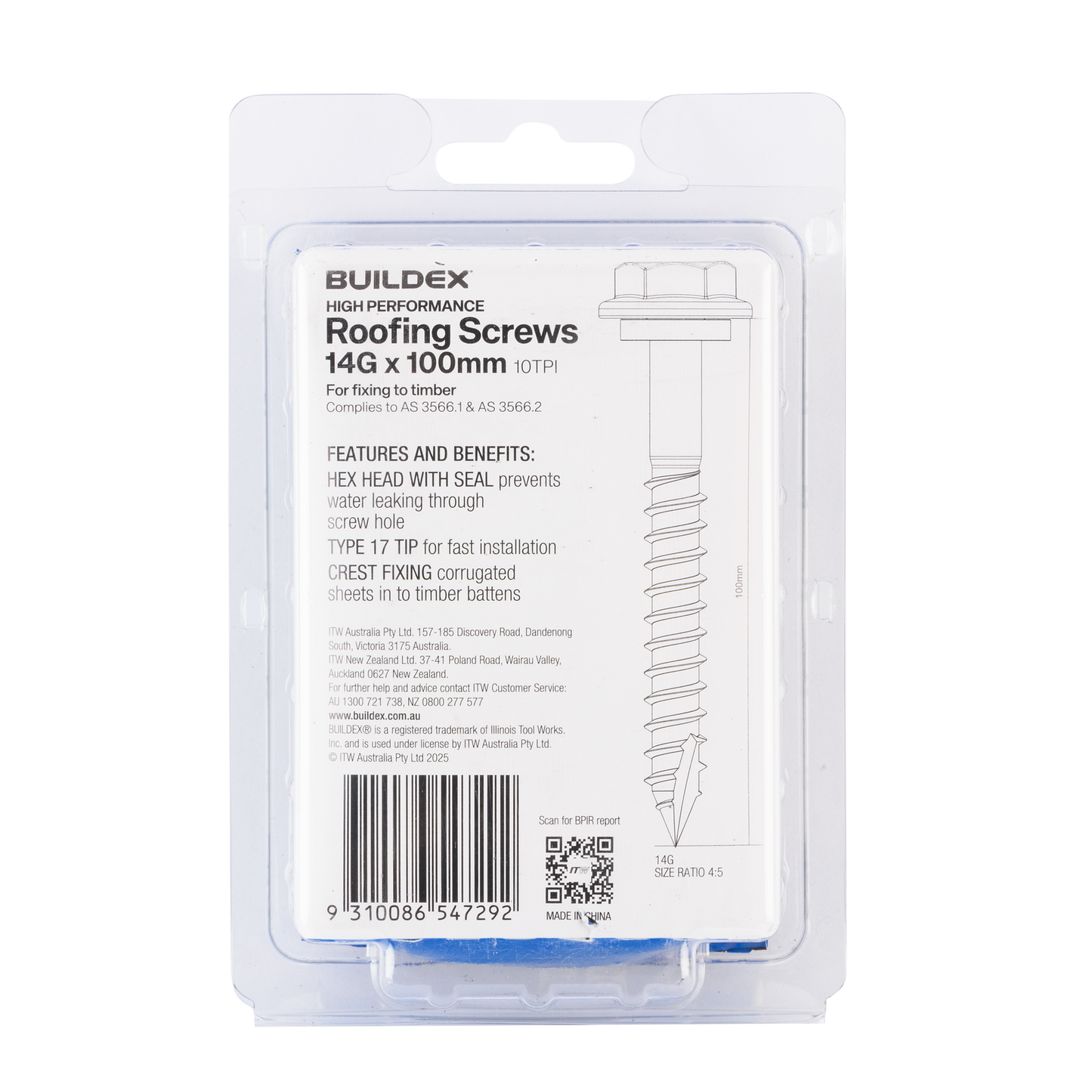 Buildex Roofing Screws - 14g x 100mm - Class 3 - 25 Pack