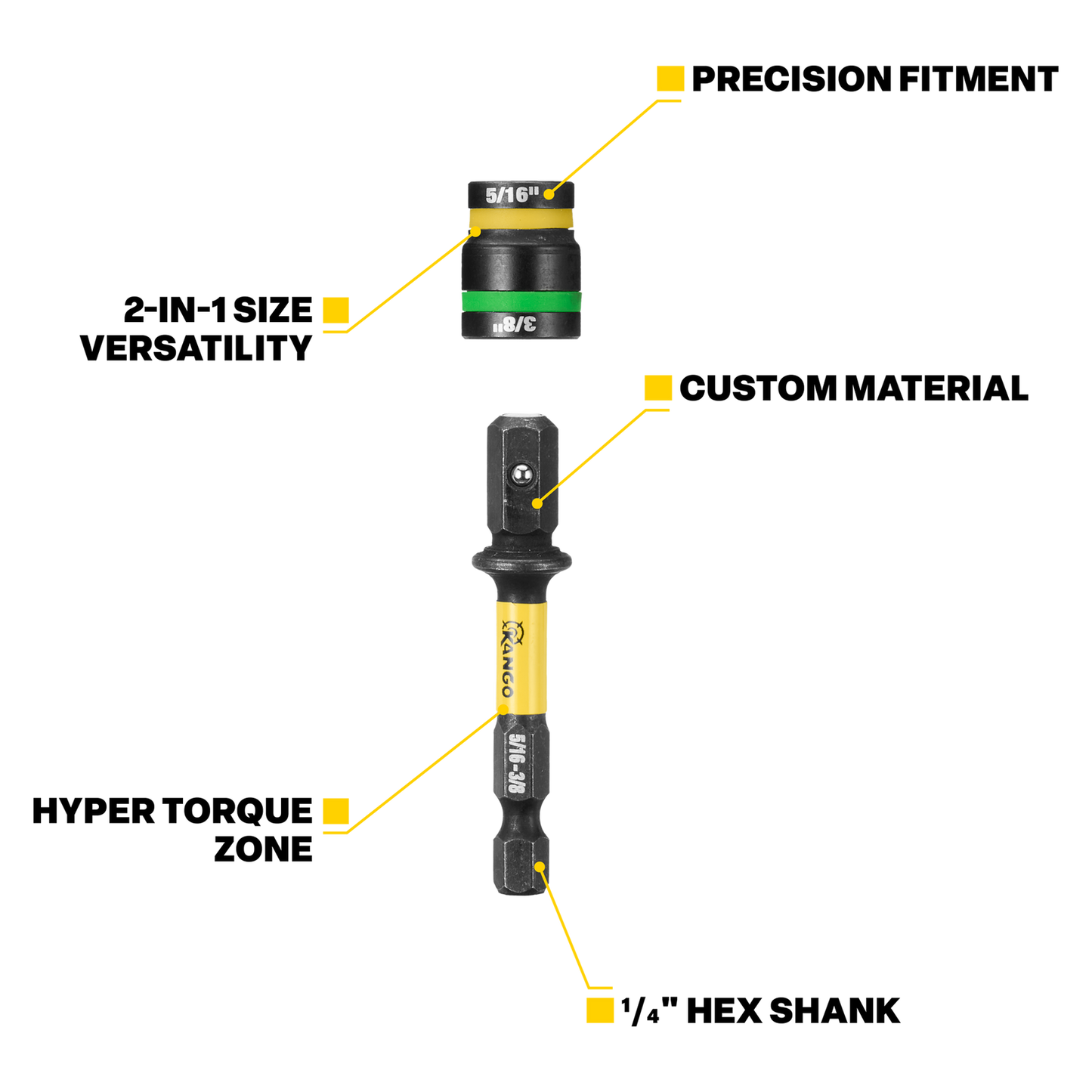 Kango Hypertorque Impact Magnetic Cleanable Nut Setter - 5/16" & 3/8"