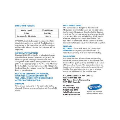 Hy-Clor Alkalinity Increaser 2kg Sodium Bicarbonate Soft Pack