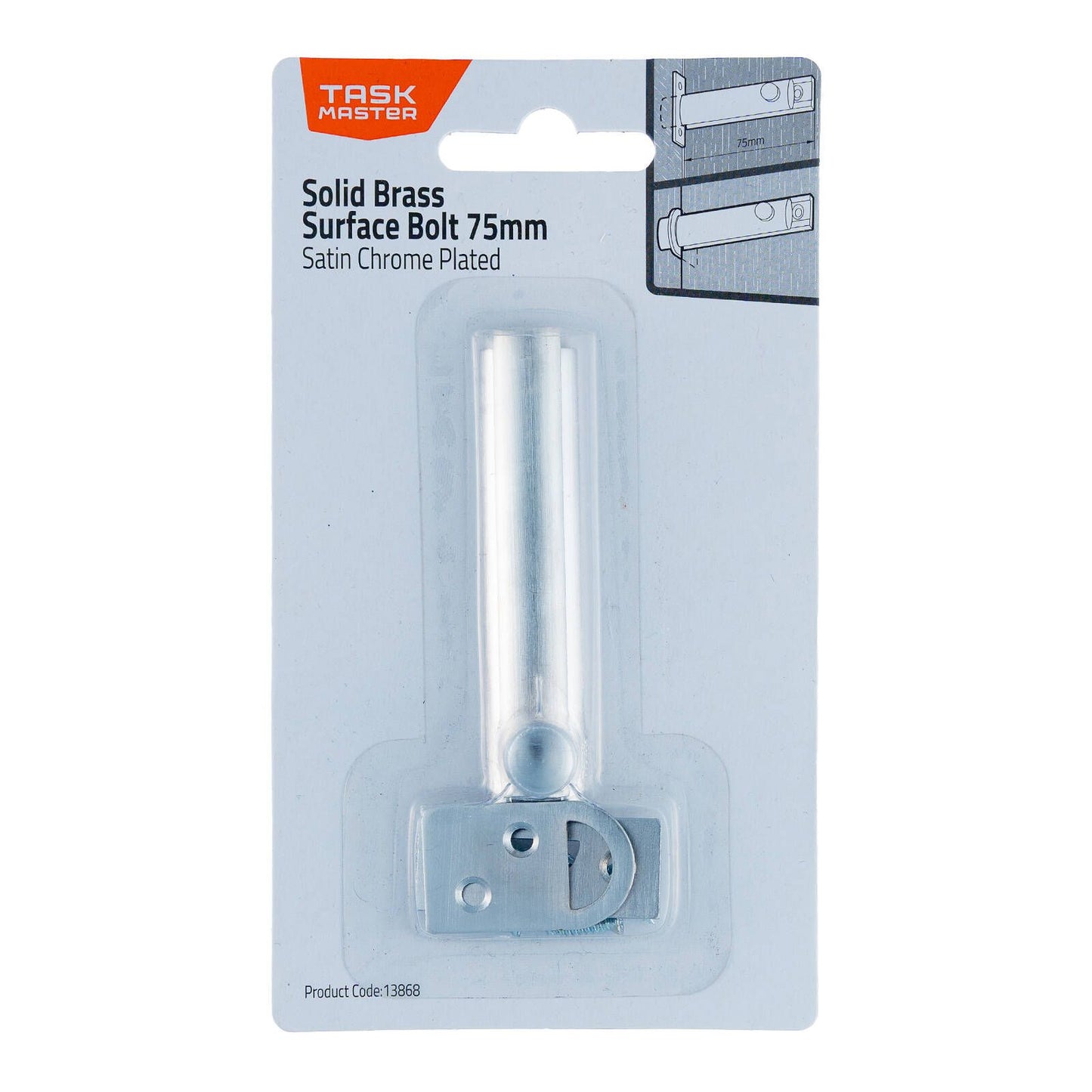 Taskmaster Surface Bolt - 75mm - Satin Chrome