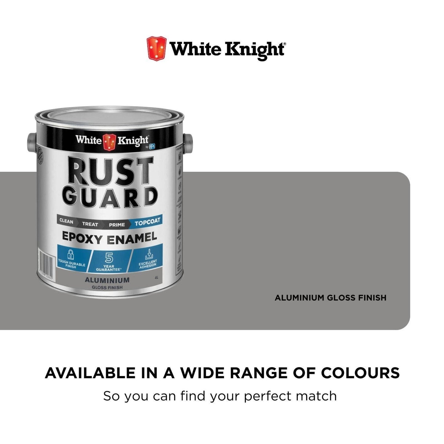 White Knight Rust Guard Aluminium Gloss Epoxy Enamel Paint - 4L