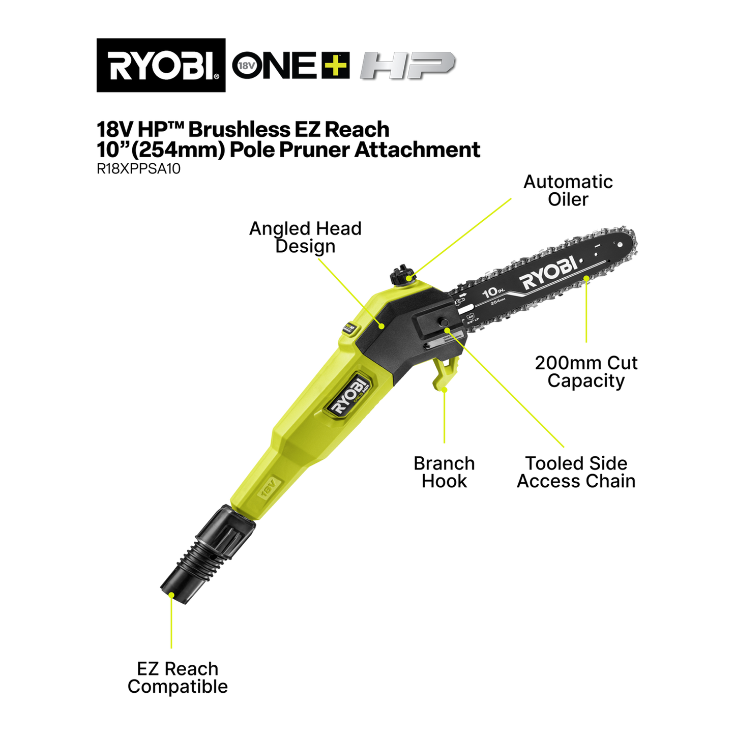 Ryobi One EZ Reach HP Pole Pruner Attachment - 10"