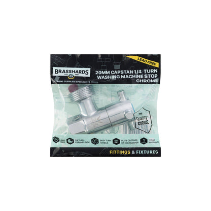 Brasshards Capstan 1/4 Turn Washing Machine Stop - 20mm - Chrome