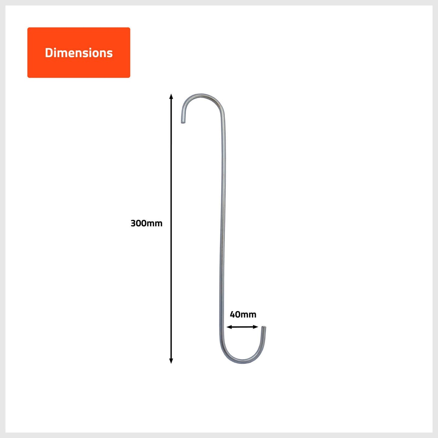 Taskmaster Steel S Hook - 300 x 40 x 5mm - 4 Pack