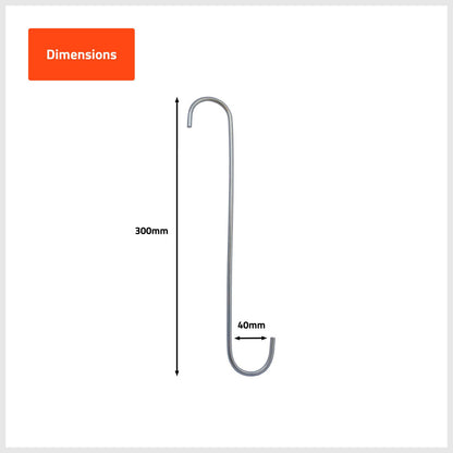 Taskmaster Steel S Hook - 300 x 40 x 5mm - 4 Pack
