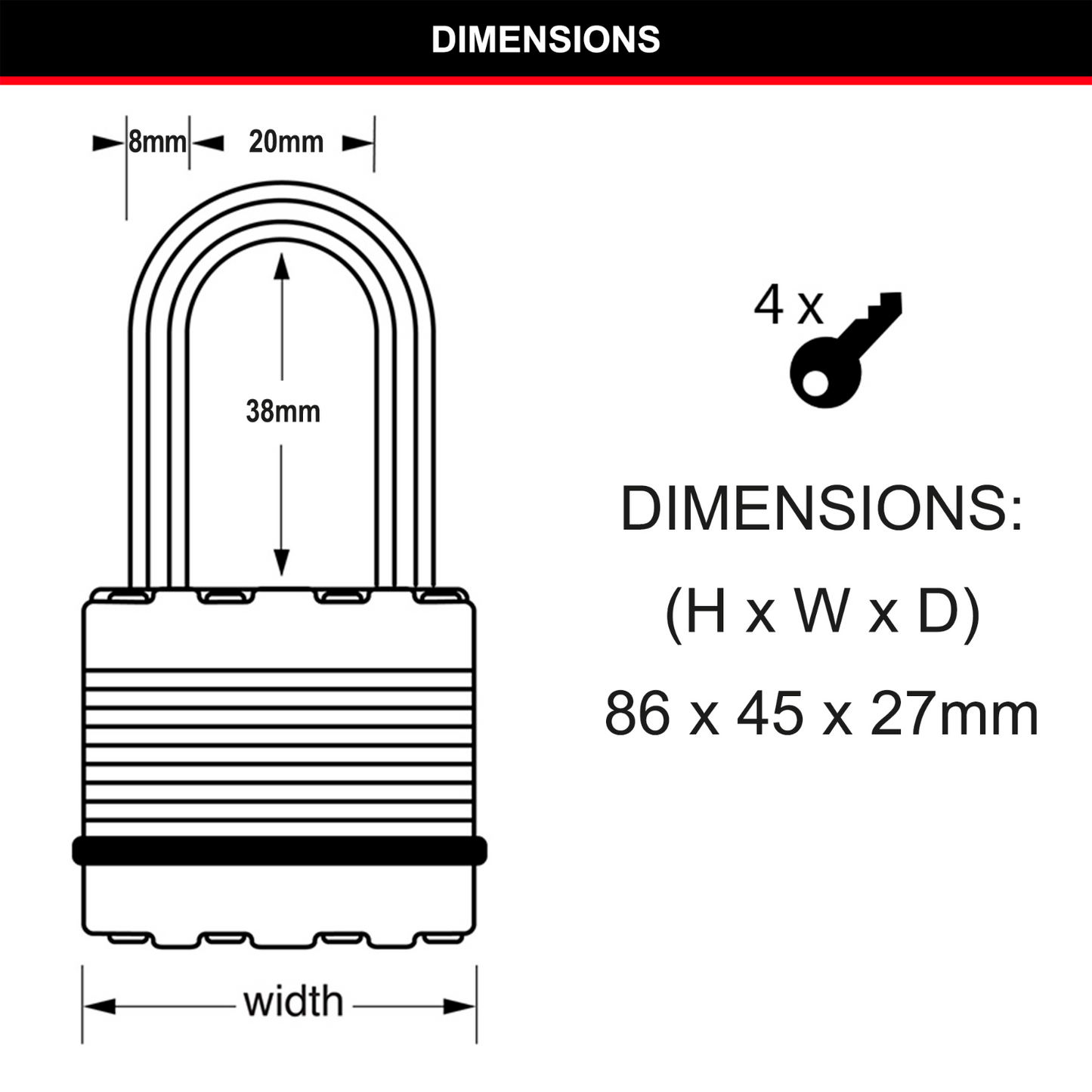 Master Lock Magnum Padlock - 45mm - 38mm Shackle