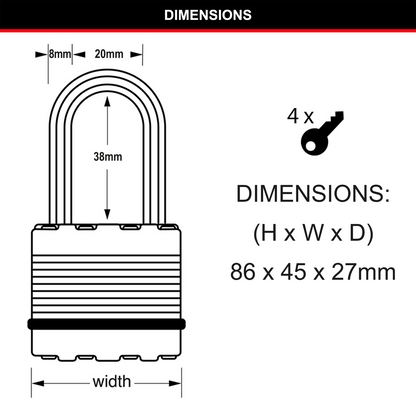 Master Lock Magnum Padlock - 45mm - 38mm Shackle
