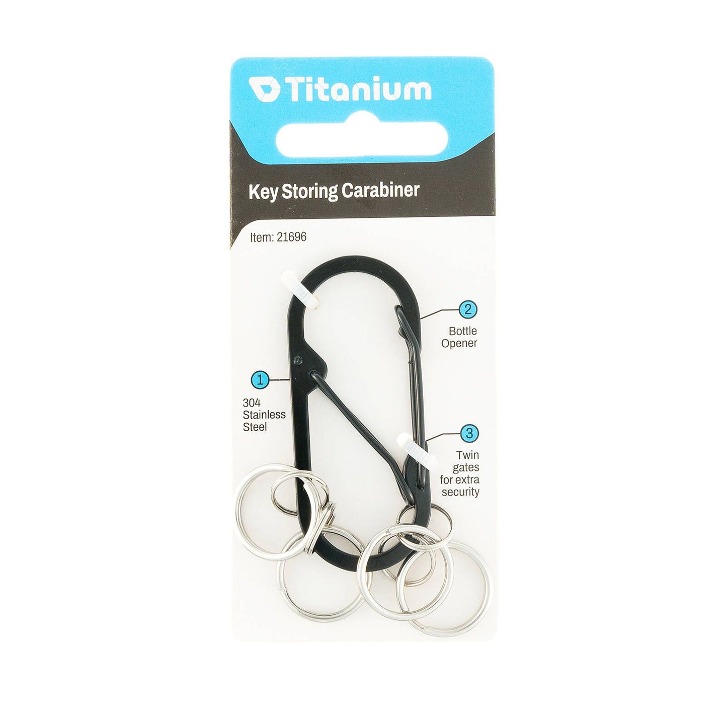 Titanium Key Storing Carabiner - 127 x 65mm - 4 Key Rings