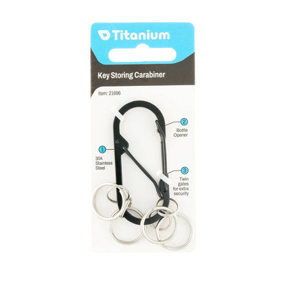 Titanium Key Storing Carabiner - 127 x 65mm - 4 Key Rings
