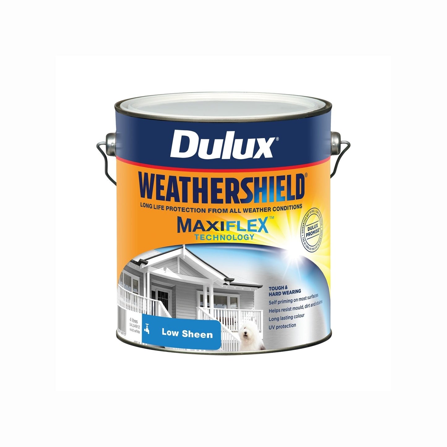 Dulux Weathershield Low Sheen Exterior Paint - 4L - Vivid White