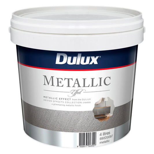 Dulux Design Metallic Effect Paint 4L Water Based Silver Finish