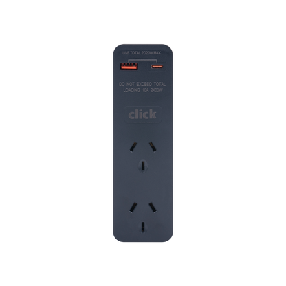 Click Double Adapter with PD20W USB Charger