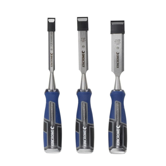 Kincrome Wood Chisel Set - 13mm 19mm 25mm - Chrome Vanadium Steel - Gel Grip