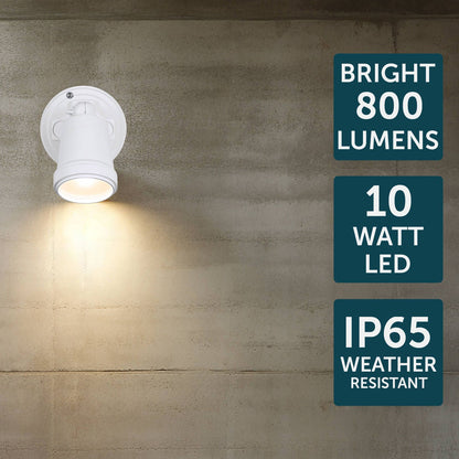 Brilliant Raptor III Single LED Flood Light - 10W - 800 Lumens - White