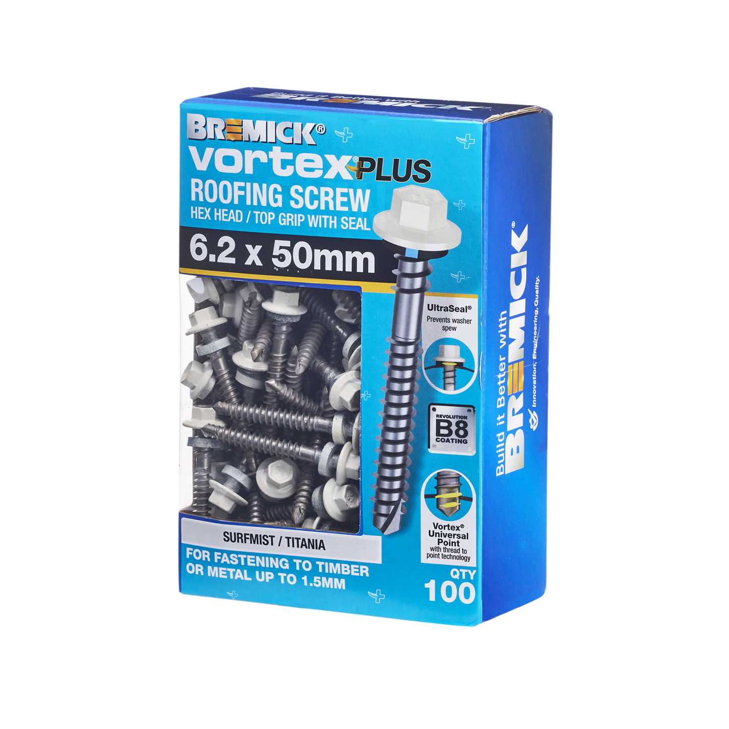 Bremick Vortex Plus Roofing Screw - 6.2 x 50mm - 100 Pack