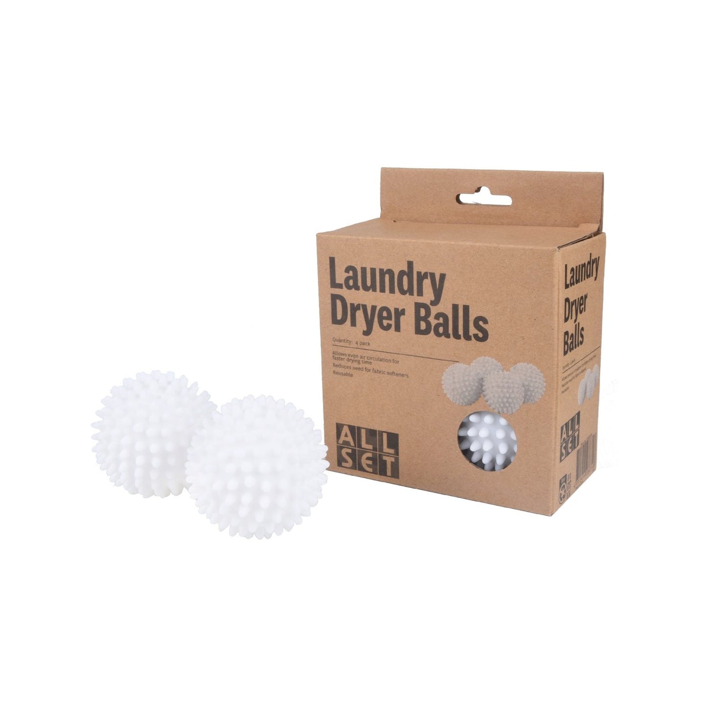 All Set Laundry Dryer Balls - 4 Pack - 65mm