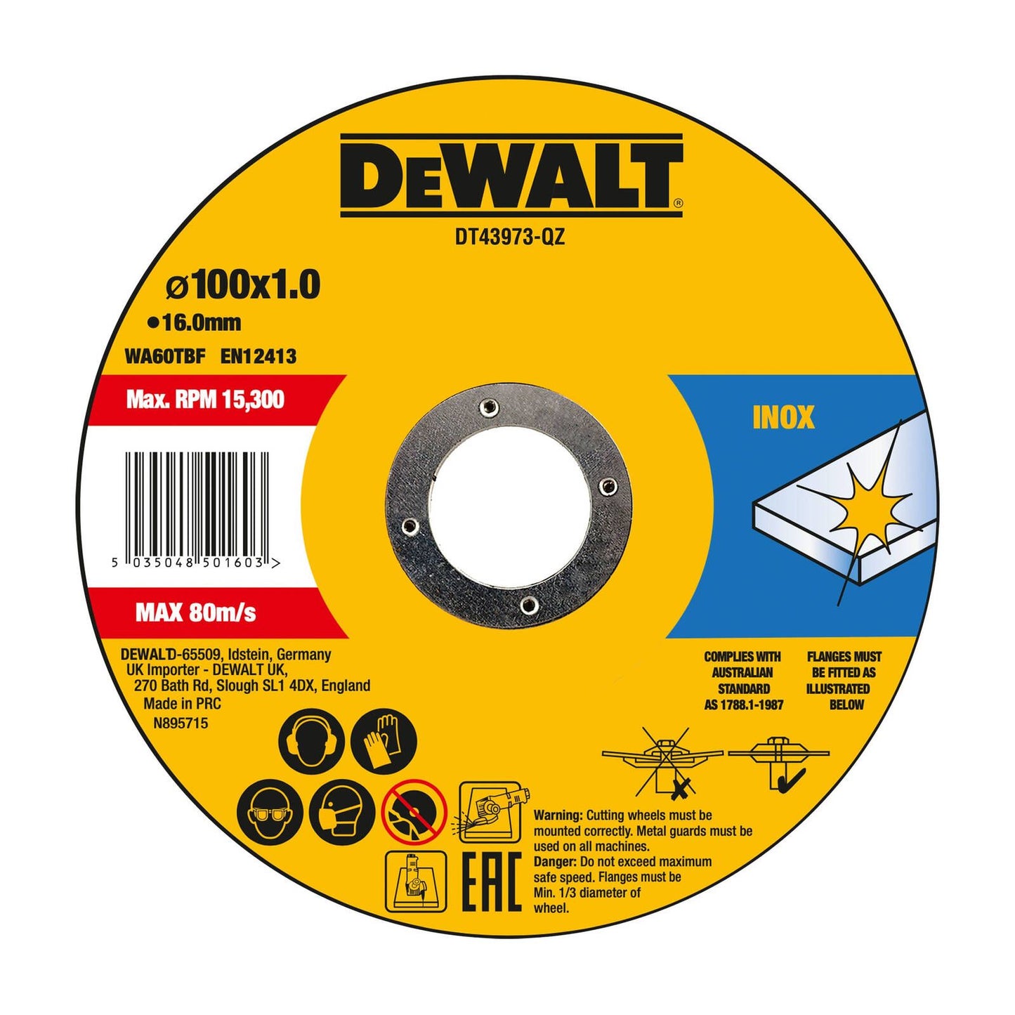 Dewalt Thin Cut Discs - 100 x 1 x 16mm - 10 Pack
