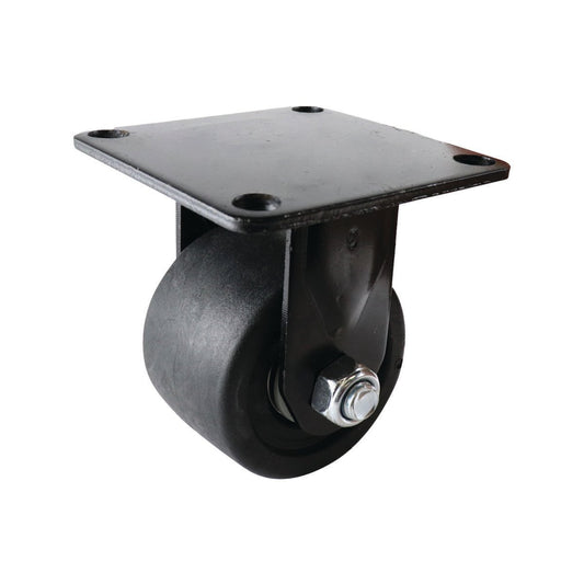Easyroll 75mm Black Fixed Machine Castor Nylon 500kg Load Capacity