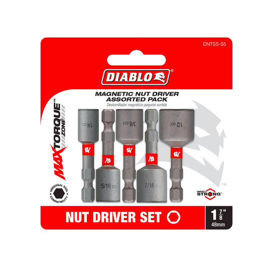 Diablo 5 Piece Nutsetter Set - 1/4" to 1/2" - Durable & Impact Resistant