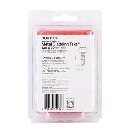 Buildex Cladding Fencing Teks Screws - 12g x 20mm - 100 Pack