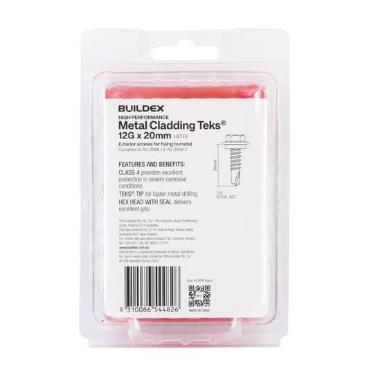 Buildex Cladding Fencing Teks Screws - 12g x 20mm - 100 Pack