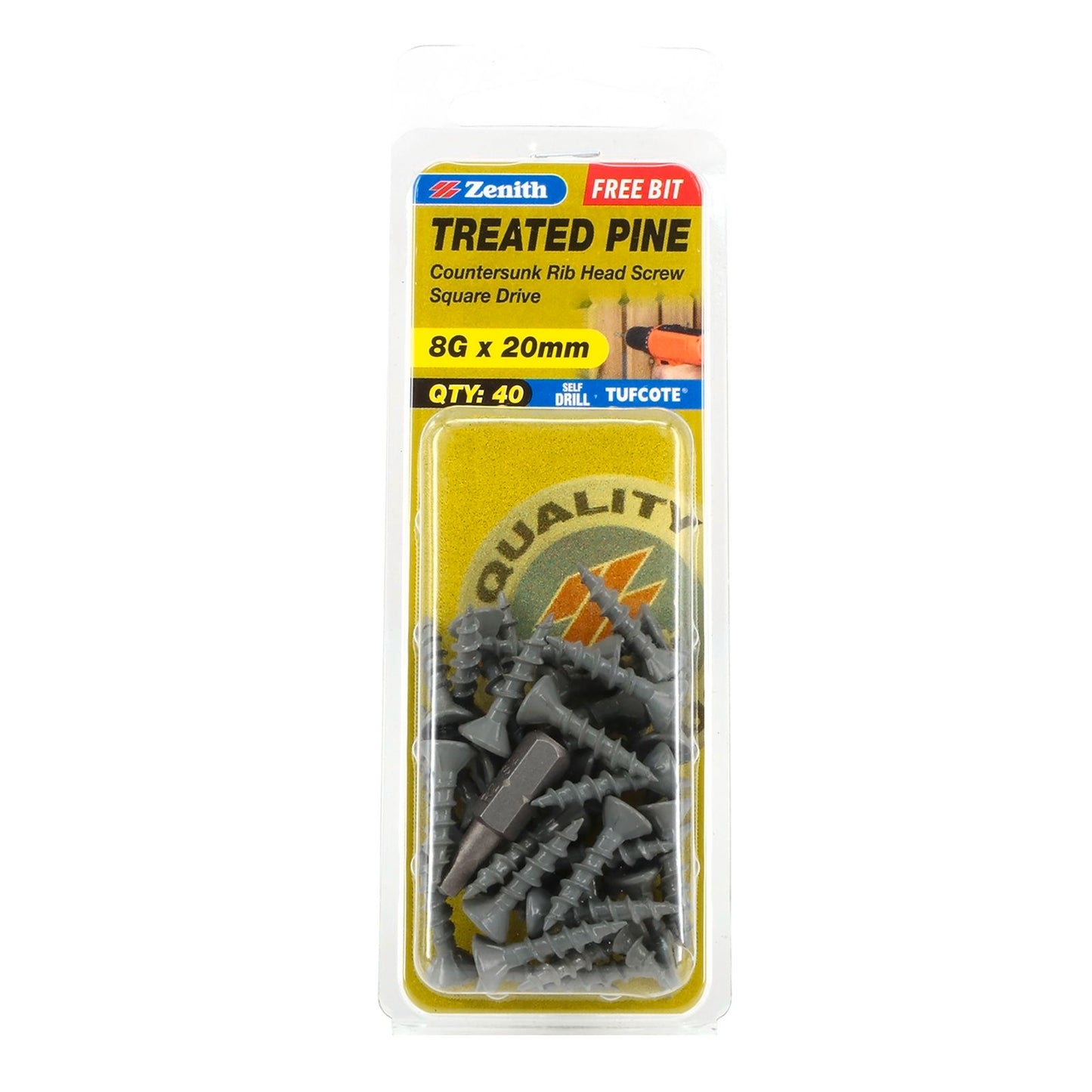 Zenith Treated Pine Screw - 8g x 20mm - 40 Pack