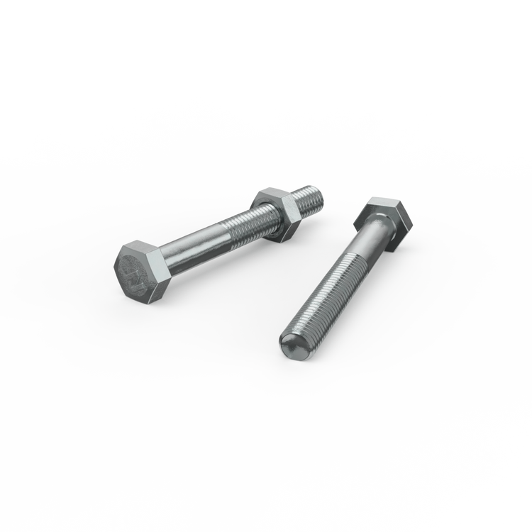Zenith M8 x 65mm Zinc Plated Hex Head Bolts and Nuts Each